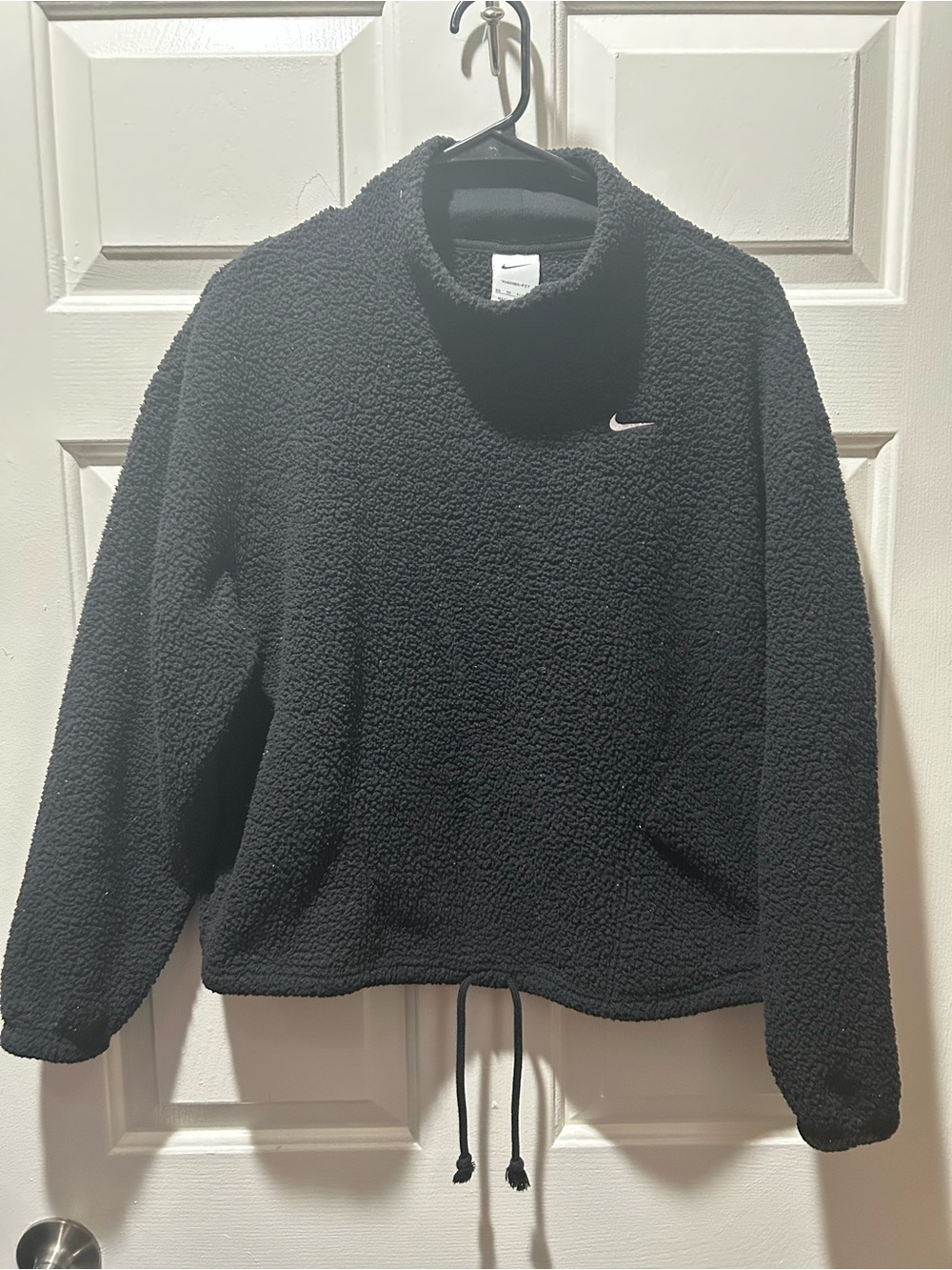 Nike Therma Fit Black Sherpa Mock Neck Pullover Sweatshirt Size XS